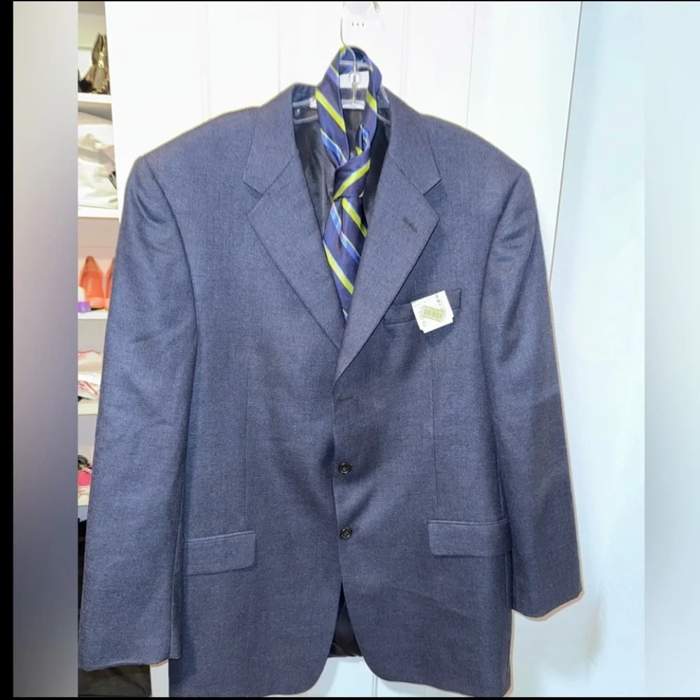 Hickey Freeman Ltd. Luxury Silk Blend Blazer Jacket Slate Blue | Union Made 42R